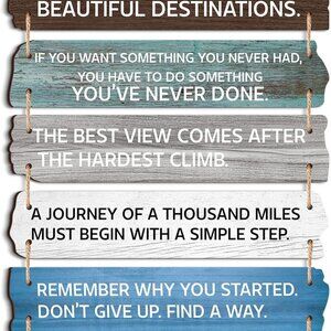 6 Pieces Motivational Wall Decor for Office Wooden Rustic Hanging Inspirational